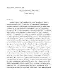 The Decriminalization of Sex Work