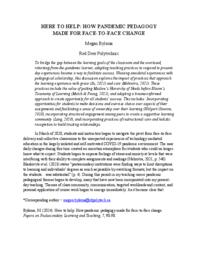 Here to Help: How Pandemic Pedagogy Made for Face-to-Face Change