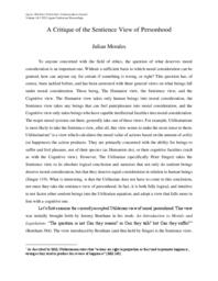 A Critique of the Sentience View of Personhood