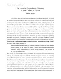 The Narrative Capabilities of Gaming: A New Chapter in Fiction