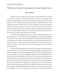 The Effects of Alcohol Consumption on College Students' Lives