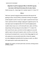 Being Kind to Yourself: Investigating the Effects of a Brief Self-Compassion Intervention on Self-Oriented Perfectionism in Post-Secondary Students