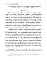 An Exploration of Subjective Traumatic Births and the Influence of Childhood Trauma and Low Maternal Confidence [Executive Summary]