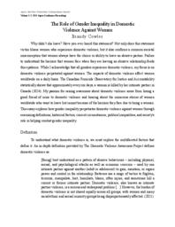 The Role of Gender Inequality in Domestic Violence Against Women