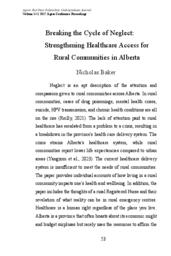 Breaking the Cycle of Neglect: Strengthening Healthcare Access for Rural Communities in Alberta