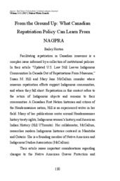 From the Ground Up: What Canadian Repatriation Policy Can Learn From NAGPRA